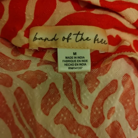 Band of the Free Medium Orange & Cream Criss Cross Spaghetti Strap Summer Dress - Picture 10 of 11